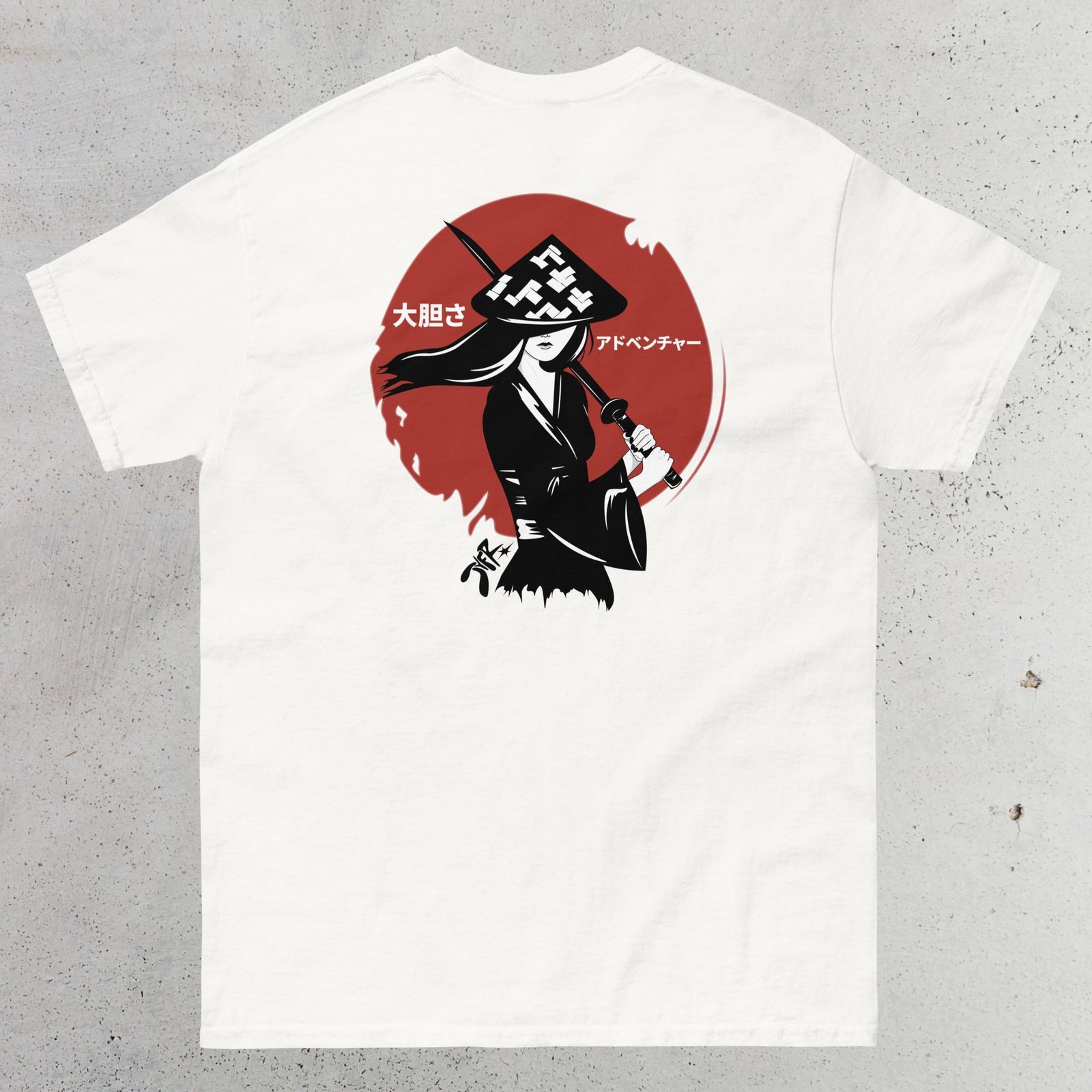 T-shirt Japon Streetwear « Lune Rouge Samouraï » – Design JyFR.